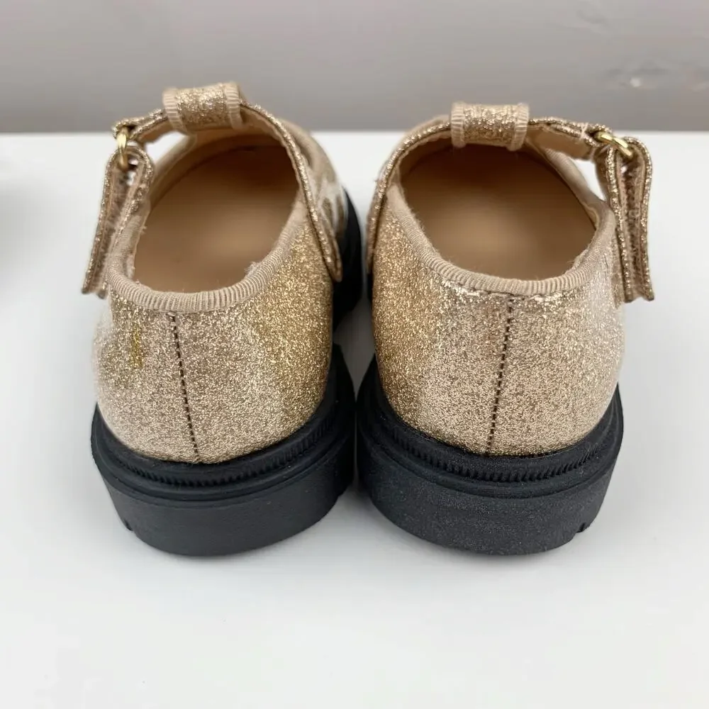 Cat & Jack Wende T-Strap Mary Jane Shoes Sparkly Gold Glitter Toddler Girls 5